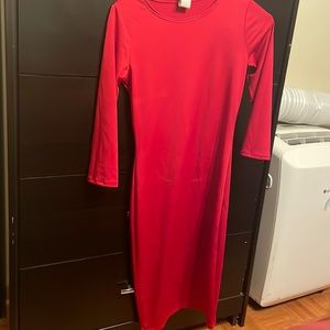 Red stretch silk dress